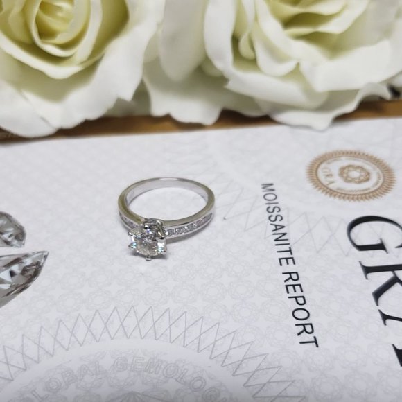 1 Carat Moissanite Solitaire Ring with 925 Sterling Silver Band - Picture 8 of 11